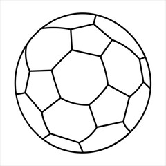 Fototapeta premium A black and white outline drawing of a classic soccer ball with pentagonal and hexagonal panels.