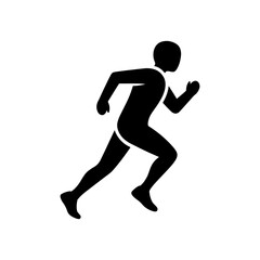 A dynamic illustration depicts a person energetically running forward showcasing movement and athleticism in a stark black silhouette high quality professional detailed modern