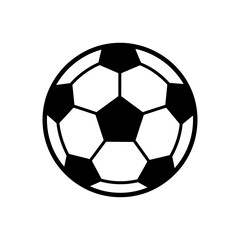 Fototapeta premium A stark black silhouette of a classic soccer ball is prominently displayed against a pure white background creating a bold contrast silhouette