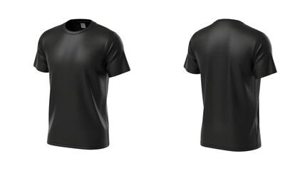 Black t-shirt mockup with front and back views for design showcase
