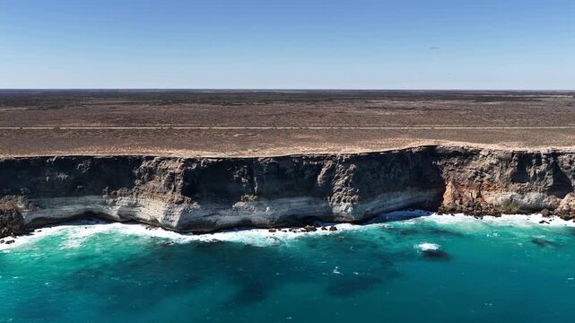 Nullarbor Plain, South Australia &ndash; 4K aerial drone footage of Great Australian Bight with dramatic coastal cliffs, turquoise ocean and rugged wilderness