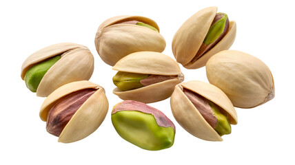 Delicious pistachios with shells partially opened