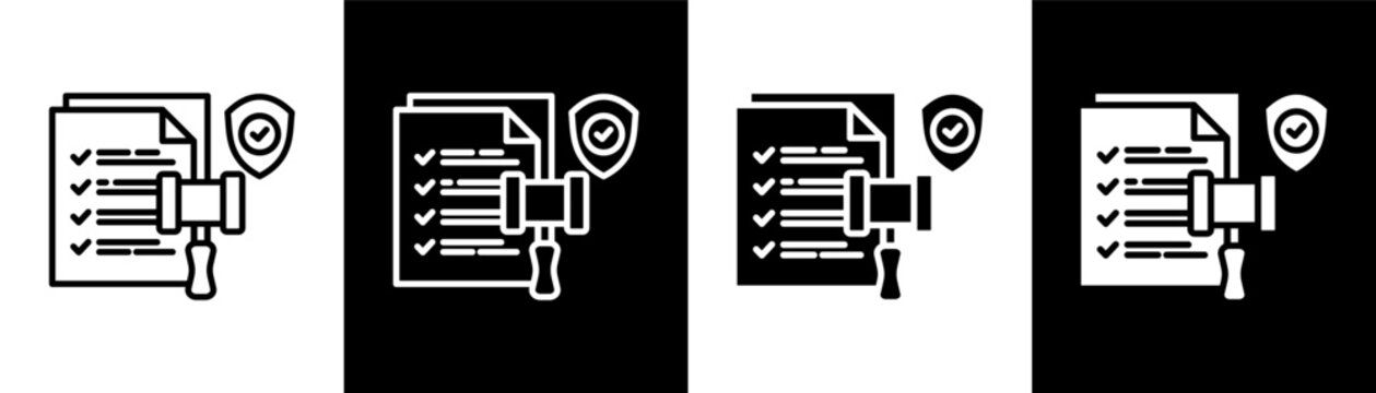 Compliance white icon set design