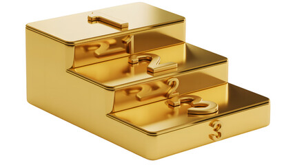 Golden step pyramid with numbers one, two, and three