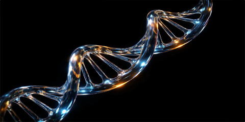 A futuristic 3d render of a colorful dna strand featuring glowing light waves and liquid motion curves set against a dark fractal energy wallpaper with vibrant lines and artful textures