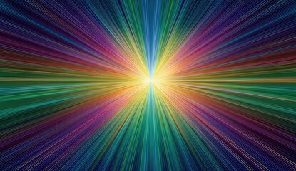 Vibrant spectrum of light exploding outwards from a bright central point
