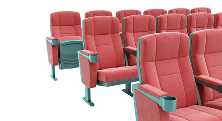 Obraz premium Row of Red Cinema Chairs with Cup Holders
