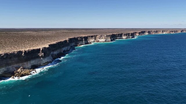 Nullarbor Plain, South Australia &ndash; 4K aerial drone footage of Great Australian Bight with dramatic coastal cliffs, turquoise ocean and rugged wilderness