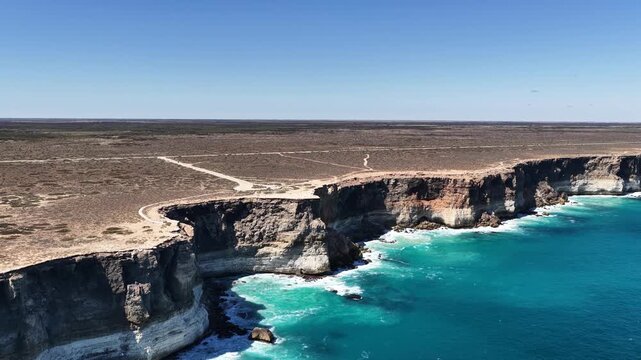 Nullarbor Plain, South Australia &ndash; 4K aerial drone footage of Great Australian Bight with dramatic coastal cliffs, turquoise ocean and rugged wilderness