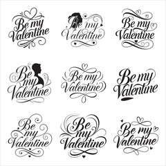 Cute Be My Valentine Heart Swirl Minimal Vector Design