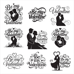 Luxury Be My Valentine Heart Swirl Elegant Vector Design