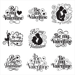 Classic Be My Valentine Heart Swirl Elegant Vector Design