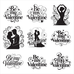 Simple Be My Valentine Heart Swirl Minimal Vector Design