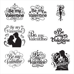 Modern Be My Valentine Heart Swirl Minimal Vector Design