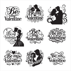 Elegant Swirl Heart Be My Valentine Minimal Vector Design