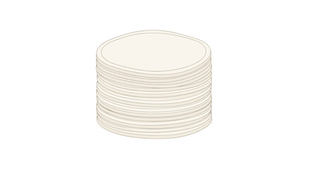 Obraz premium Stack of cotton face pads isolated on a clean white background, showcasing their soft texture and round shape, perfect for skincare routines