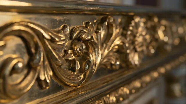 Ornate gold baroque pattern, luxurious texture, elegant vintage design detail, decorative inspiration for backgrounds and creative projects.