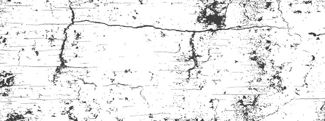 Obraz premium Grunge texture cracked overlay vector black and white distressed background vintage paint surface aged rough grain wall abstract damage illustration