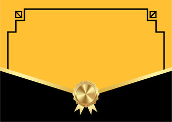 Modern certificate design with gold and black color scheme and seal detail. Suitable for executive awards, business recognition, and formal certificates. Editable SVG vector A4.