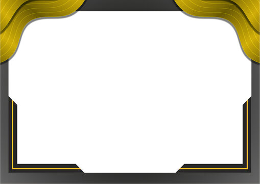 Elegant certificate frame with black border and gold wave accents. Perfect for formal awards, academic diplomas, appreciation certificates, and professional recognition. Editable SVG A4.