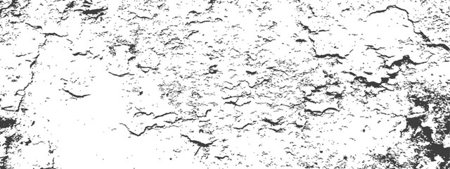 Abstract Black and White Grunge Crack Texture Vector Distressed Rough Surface Overlay Background Graphic Element