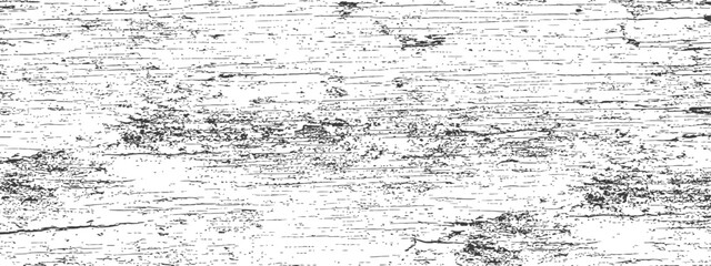 Obraz premium Black and White Distressed Wood Grain Grunge Texture Vector Overlay Abstract Rough Weathered Surface Background