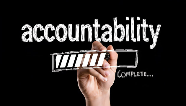 Hand writing accountability text with marker on blackboard background