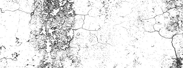 Obraz premium Abstract Grungy Cracked Wall Texture Overlay Distressed Noise Black and White Vector Background