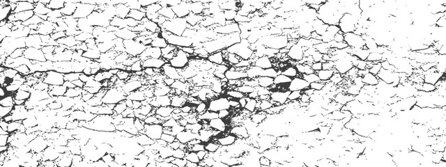 Obraz premium Vector Grunge Texture Cracked Earth or Broken Concrete Abstract Background Overlay Distressed Effect Black and White