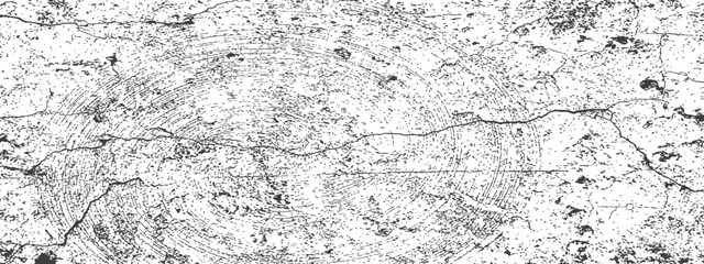 Obraz premium Black and White Vector Grunge Texture Overlay with Circular Scratches and Cracks Distressed Rough Concrete Wall Background