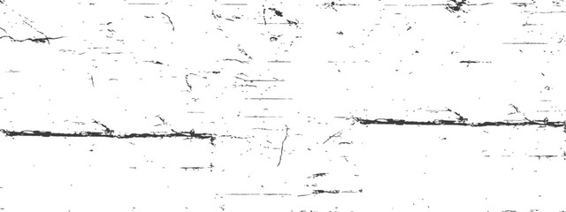 Obraz premium Distressed grunge vector texture overlay with horizontal scratches and cracks Black and white vintage background element