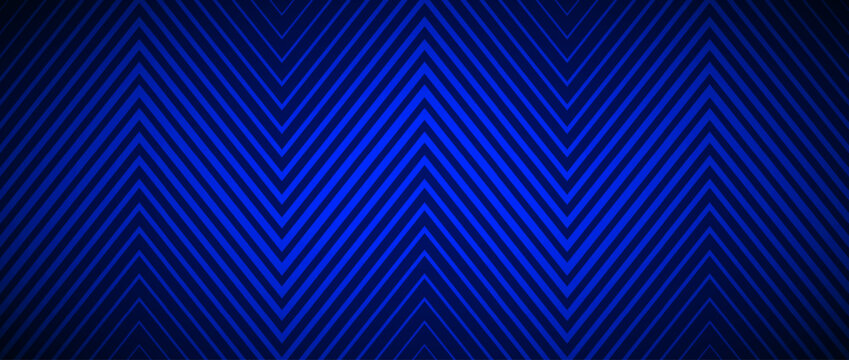 Deep blue zig zag line background. Modern abstract chevron pattern wallpaper. Masculine game or sport arrow texture. Dark navy zigzag backdrop for flyer, banner, poster, cover, presentation. Vector