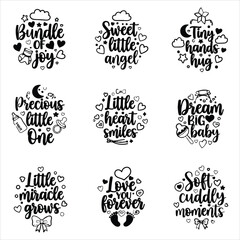 Fototapeta premium Adorable baby quotes and illustrations