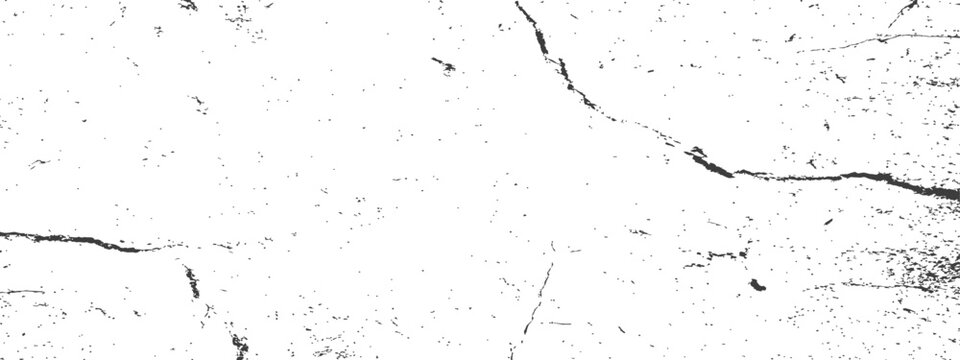 High contrast distressed vector texture with cracks grime and grain Grunge overlay background Black and white abstract surface