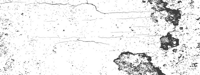 Obraz premium Distressed grunge texture overlay with cracks and speckles Black and white abstract vector background