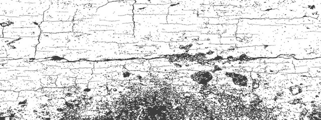Obraz premium Vector distressed grunge texture overlay Black and white cracked surface background with rough damaged paint and speckled dust effect