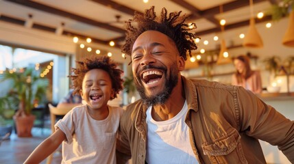 Fototapeta premium A spontaneous and joyful moment of pure fun.