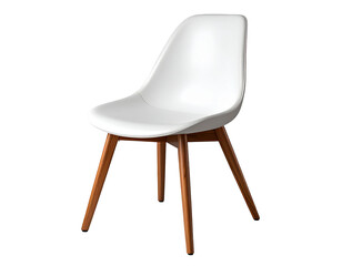 Modern molded white seat chair with tapered wooden legs