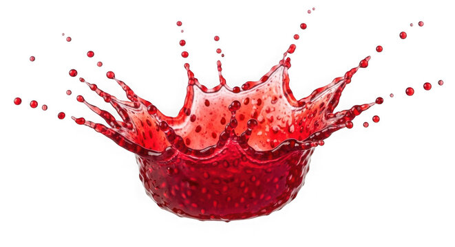 Dynamic red liquid splash on transparent background