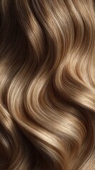 Fototapeta premium Wavy blonde hair texture background, shiny smooth strands close up, luxury salon beauty abstract pattern