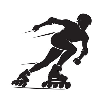 rollerblader vector silhouette clip art logo design illustration. abstract icon idea collection
