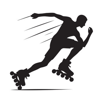 rollerblader vector silhouette clip art logo design illustration. abstract icon idea collection
