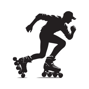 rollerblader vector silhouette clip art logo design illustration. abstract icon idea collection
