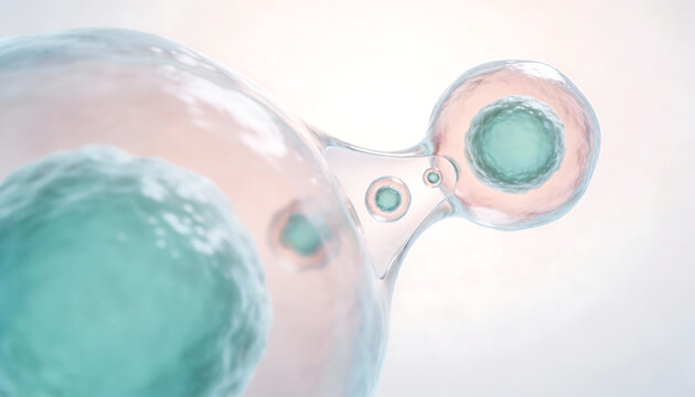 Macro 3d closeup of translucent gel microcapsules and vesicles showing active ingredient delivery biotechnology skincare concept abstract background