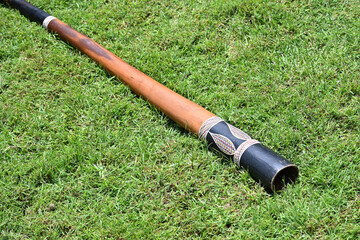 Didgeridoo wind instrument used for playing Indigenous Australians Aboriginal music