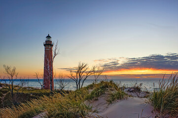 lighthouse at dusk