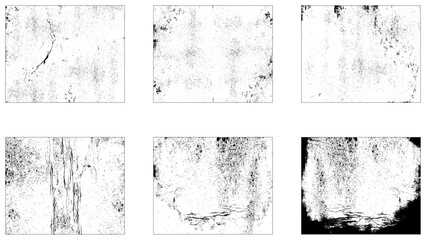 Set of Black and white grunge. Distress overlay texture. Surface dust and rough dirty wall background concept.