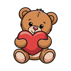 Obraz premium Teddy bear hugging heart, romantic valentines gift label, baby shower favor sticker, nursery wall art, family celebration event vector