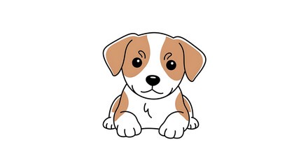 Adorable cartoon dog illustration with white and brown fur.