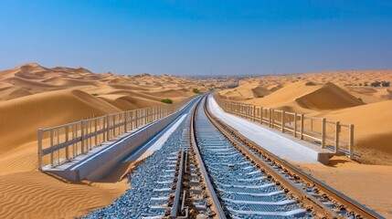 Desert Railway, Middle East Travel, Transportation, Sand Dunes